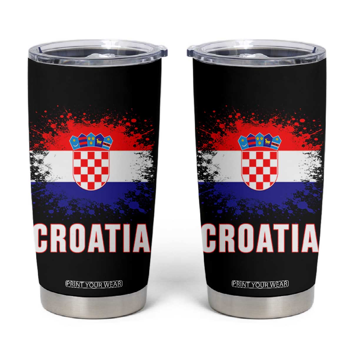 Croatia Tumbler Cup Retro Vintage Watercolors Sport Hrvatska Flag Croatian TS10 Black Print Your Wear