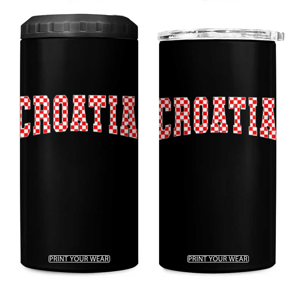 Vintage Croatia 4 in 1 Can Cooler Tumbler Retro Varsity Hrvatska Flag Zagreb Croatian