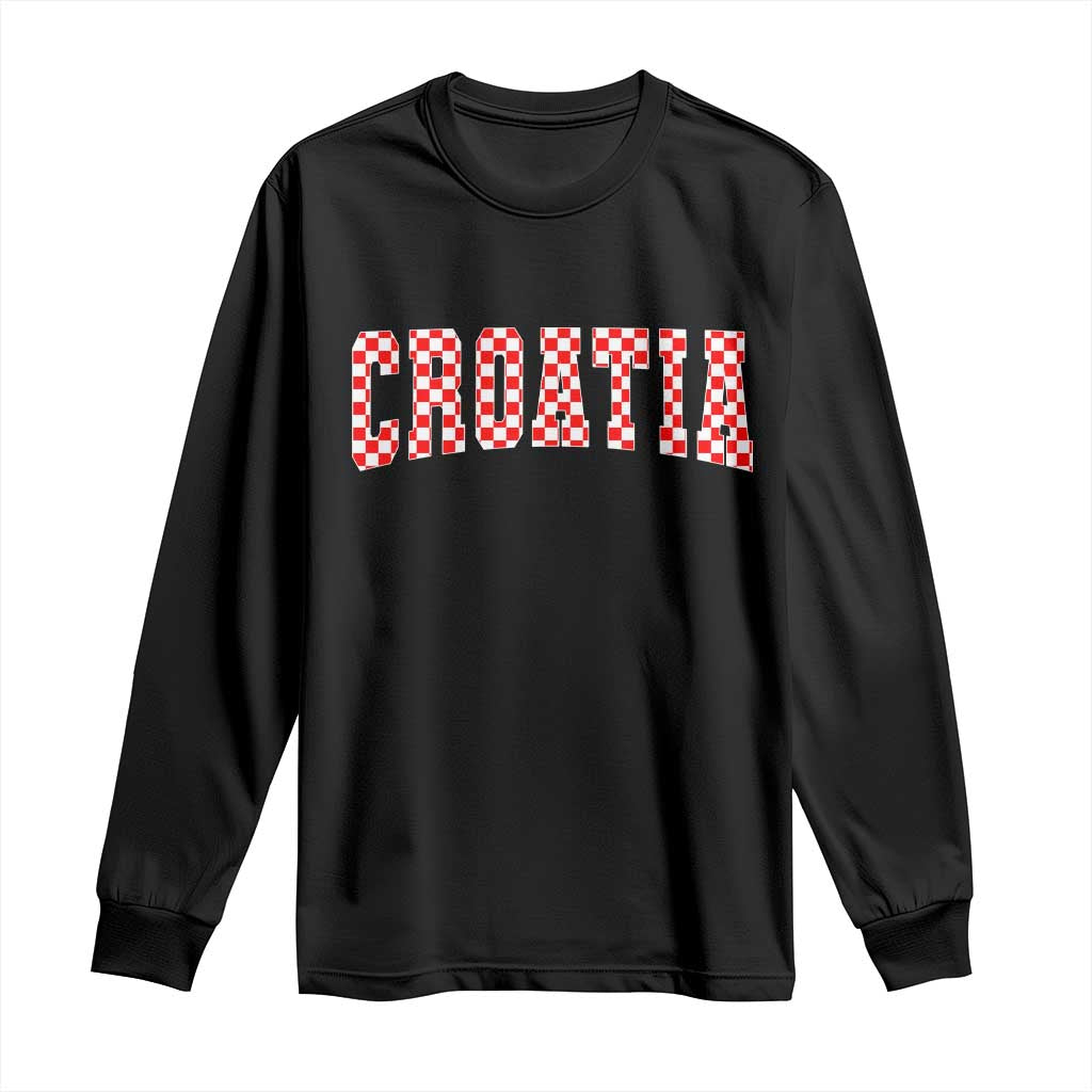 Vintage Croatia Long Sleeve Shirt Retro Varsity Hrvatska Flag Zagreb Croatian