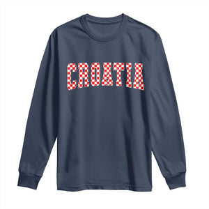 Vintage Croatia Long Sleeve Shirt Retro Varsity Hrvatska Flag Zagreb Croatian