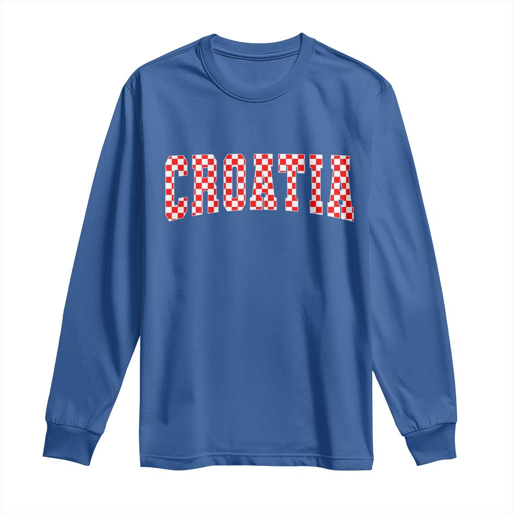 Vintage Croatia Long Sleeve Shirt Retro Varsity Hrvatska Flag Zagreb Croatian
