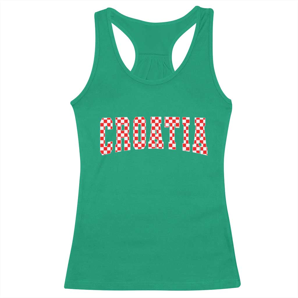 Vintage Croatia Racerback Tank Top Retro Varsity Hrvatska Flag Zagreb Croatian