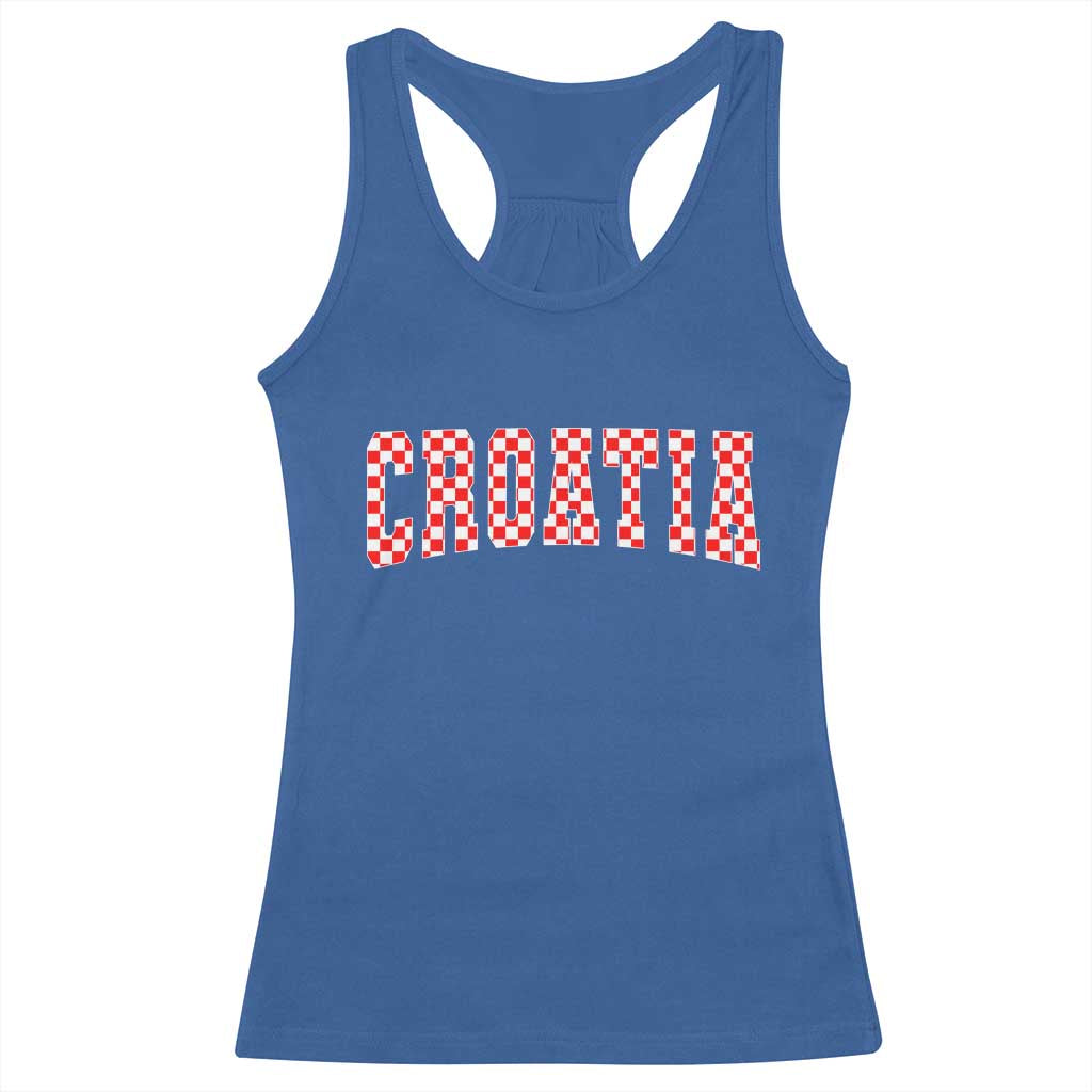 Vintage Croatia Racerback Tank Top Retro Varsity Hrvatska Flag Zagreb Croatian