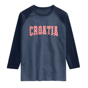 Vintage Croatia Raglan Shirt Retro Varsity Hrvatska Flag Zagreb Croatian