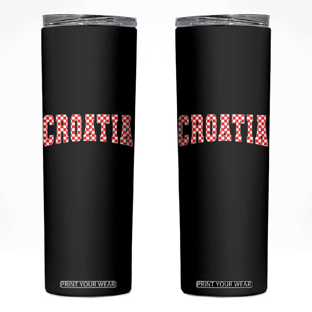 Vintage Croatia Skinny Tumbler Retro Varsity Hrvatska Flag Zagreb Croatian