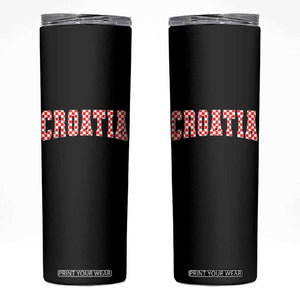 Vintage Croatia Skinny Tumbler Retro Varsity Hrvatska Flag Zagreb Croatian