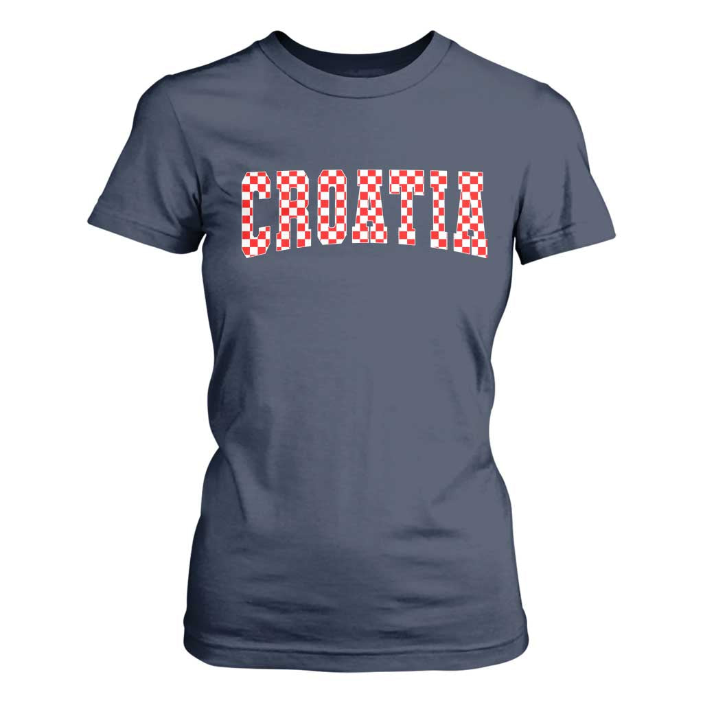 Vintage Croatia T Shirt For Women Retro Varsity Hrvatska Flag Zagreb Croatian