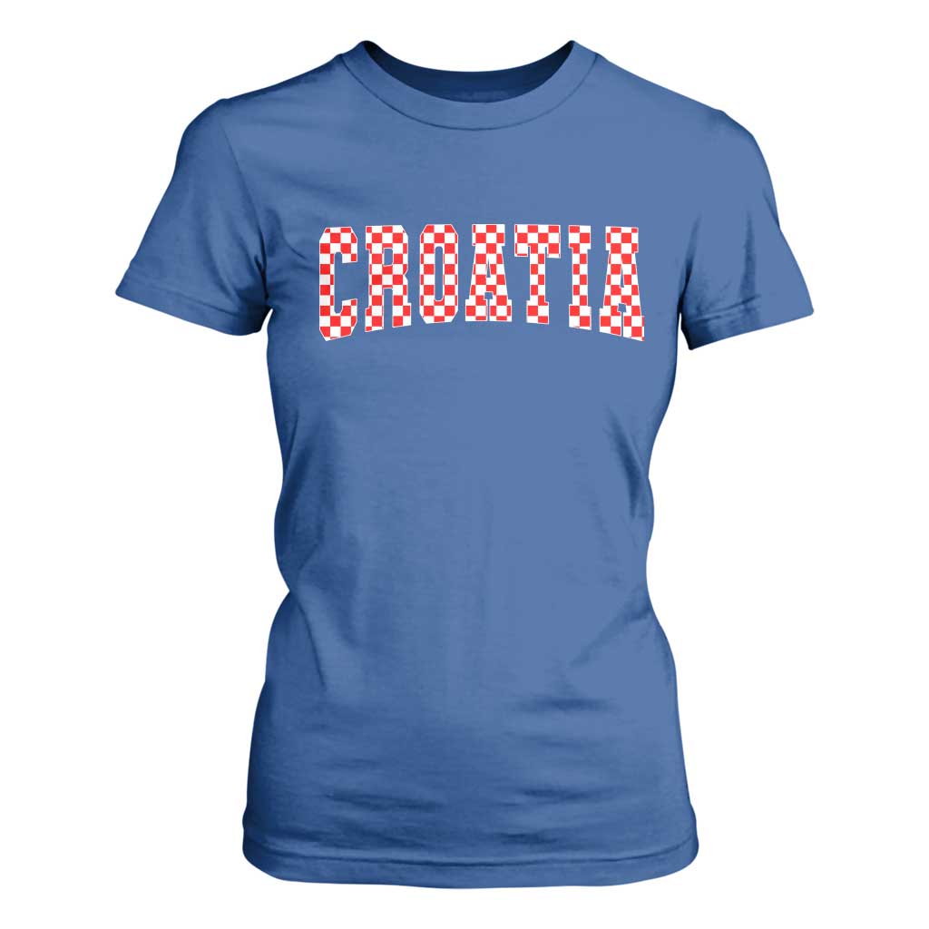 Vintage Croatia T Shirt For Women Retro Varsity Hrvatska Flag Zagreb Croatian