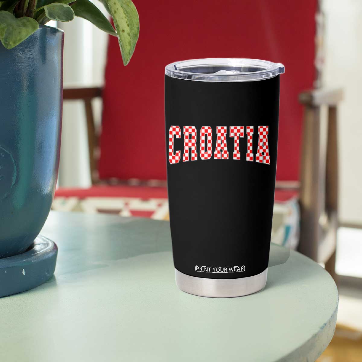 Vintage Croatia Tumbler Cup Retro Varsity Hrvatska Flag Zagreb Croatian