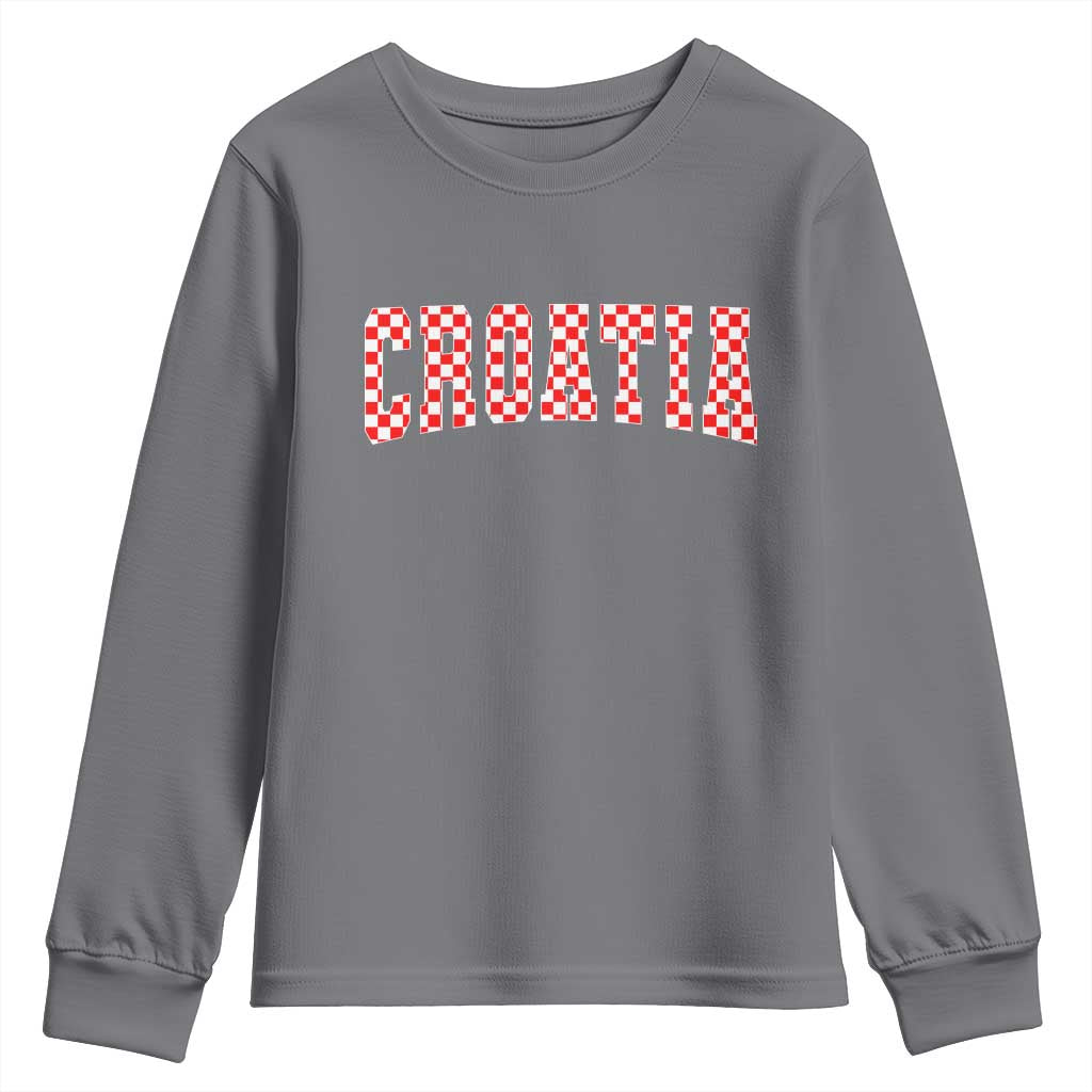 Vintage Croatia Youth Sweatshirt Retro Varsity Hrvatska Flag Zagreb Croatian