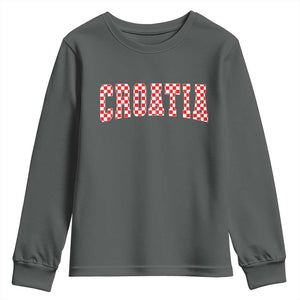 Vintage Croatia Youth Sweatshirt Retro Varsity Hrvatska Flag Zagreb Croatian