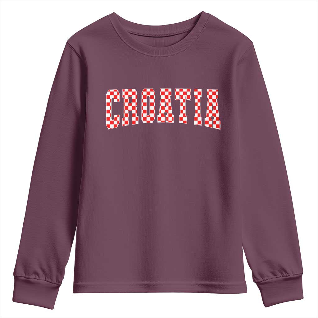 Vintage Croatia Youth Sweatshirt Retro Varsity Hrvatska Flag Zagreb Croatian