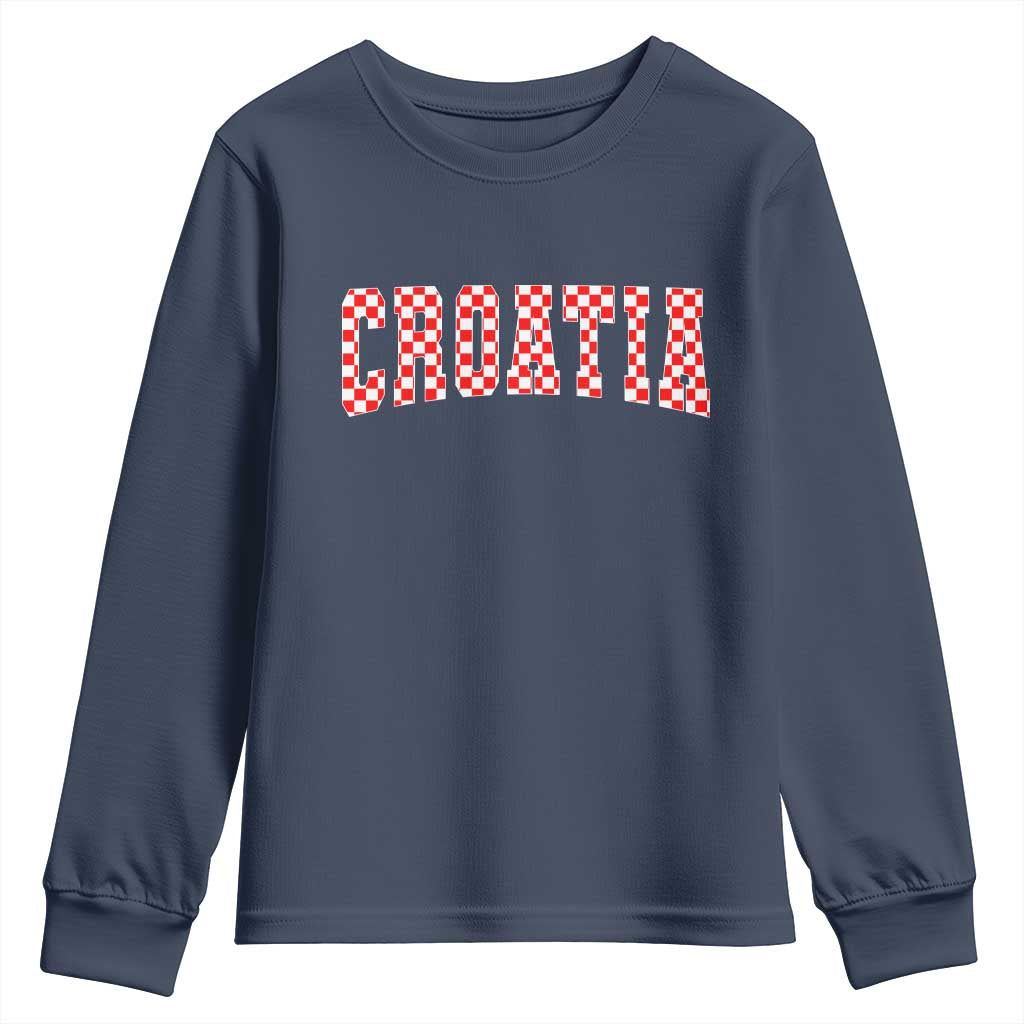 Vintage Croatia Youth Sweatshirt Retro Varsity Hrvatska Flag Zagreb Croatian