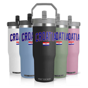 Croatia Flag Flip Straw Tumbler Vintage Hrvatska Flag Zagreb Croatian Jersey Retro