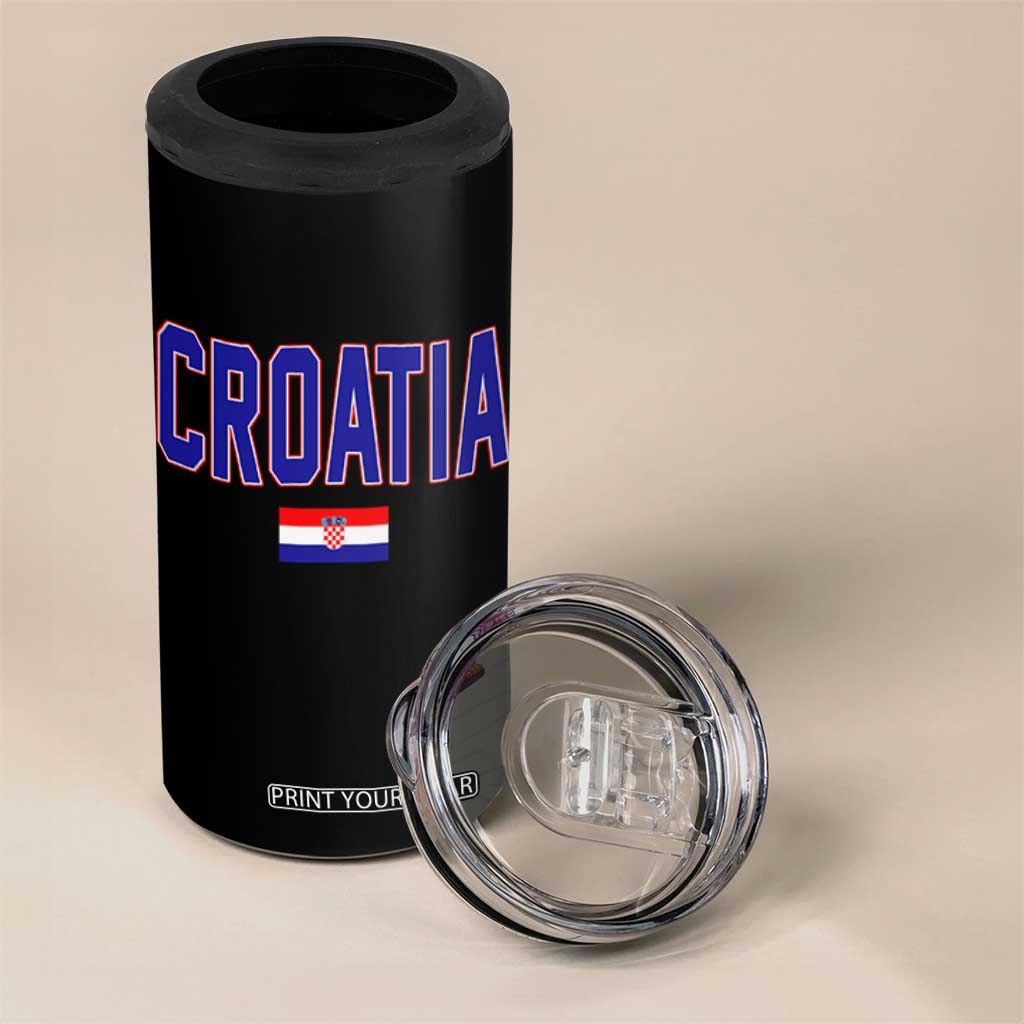 Croatia Flag 4 in 1 Can Cooler Tumbler Vintage Hrvatska Flag Zagreb Croatian Jersey Retro