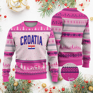 Croatia Flag Ugly Christmas Sweater Vintage Hrvatska Flag Zagreb Croatian Jersey Retro