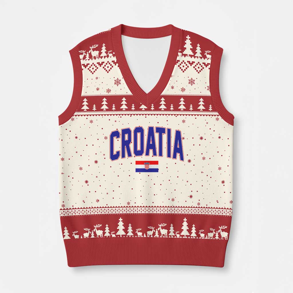 Croatia Flag V-Neck Knit Sweater Vest Vintage Hrvatska Flag Zagreb Croatian Jersey Retro