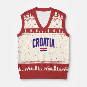 Croatia Flag V-Neck Knit Sweater Vest Vintage Hrvatska Flag Zagreb Croatian Jersey Retro