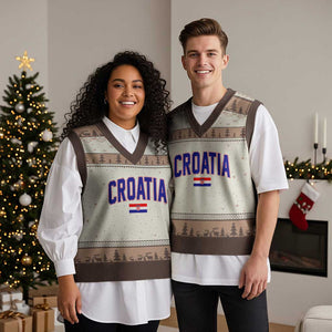 Croatia Flag V-Neck Knit Sweater Vest Vintage Hrvatska Flag Zagreb Croatian Jersey Retro