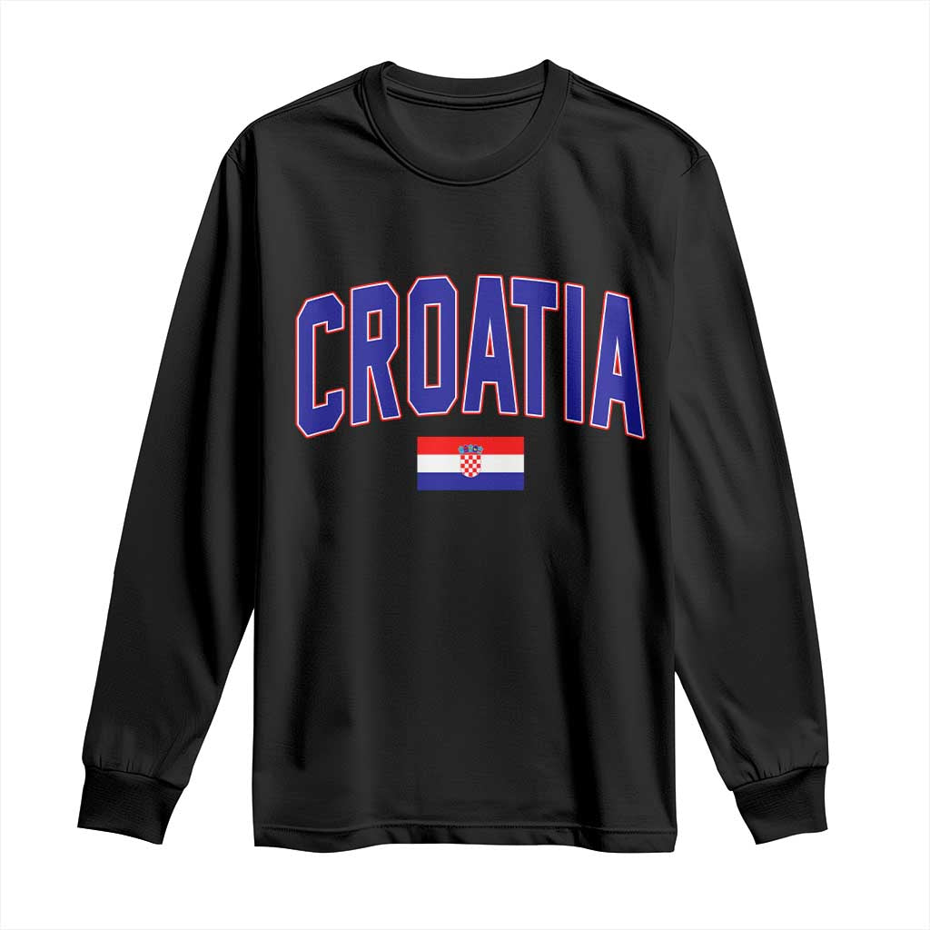 Croatia Flag Long Sleeve Shirt Vintage Hrvatska Flag Zagreb Croatian Jersey Retro TS10 Black Print Your Wear