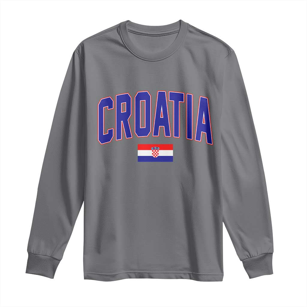 Croatia Flag Long Sleeve Shirt Vintage Hrvatska Flag Zagreb Croatian Jersey Retro