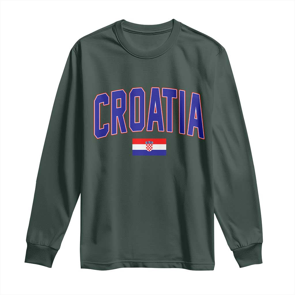 Croatia Flag Long Sleeve Shirt Vintage Hrvatska Flag Zagreb Croatian Jersey Retro