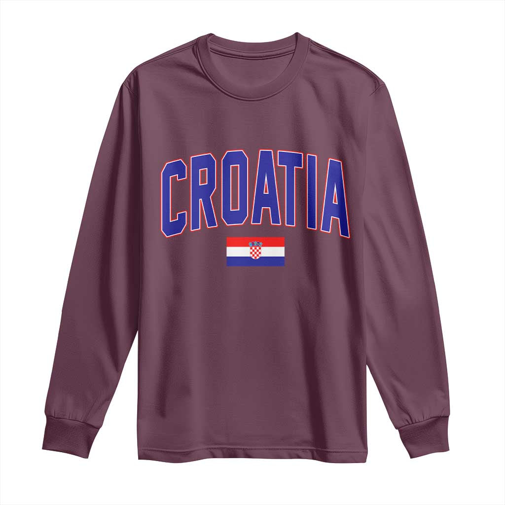 Croatia Flag Long Sleeve Shirt Vintage Hrvatska Flag Zagreb Croatian Jersey Retro