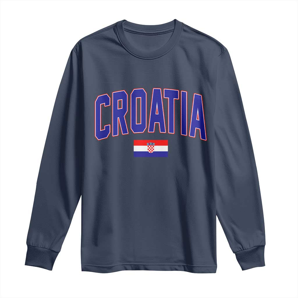 Croatia Flag Long Sleeve Shirt Vintage Hrvatska Flag Zagreb Croatian Jersey Retro