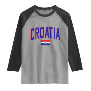 Croatia Flag Raglan Shirt Vintage Hrvatska Flag Zagreb Croatian Jersey Retro