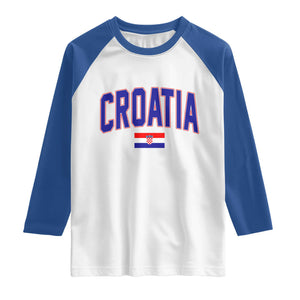 Croatia Flag Raglan Shirt Vintage Hrvatska Flag Zagreb Croatian Jersey Retro
