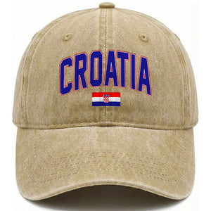 Croatia Flag Washed Cotton Baseball Cap Vintage Hrvatska Flag Zagreb Croatian Jersey Retro