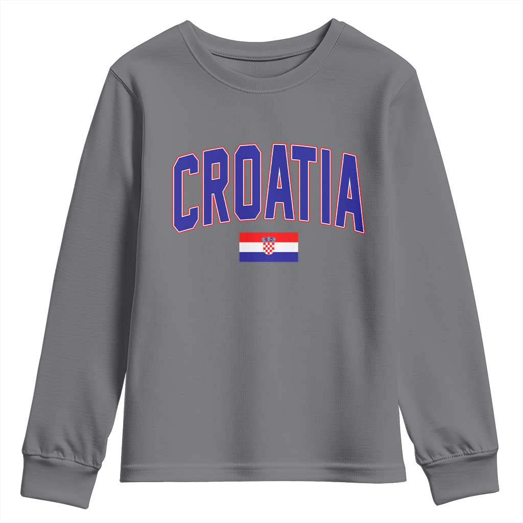 Croatia Flag Youth Sweatshirt Vintage Hrvatska Flag Zagreb Croatian Jersey Retro