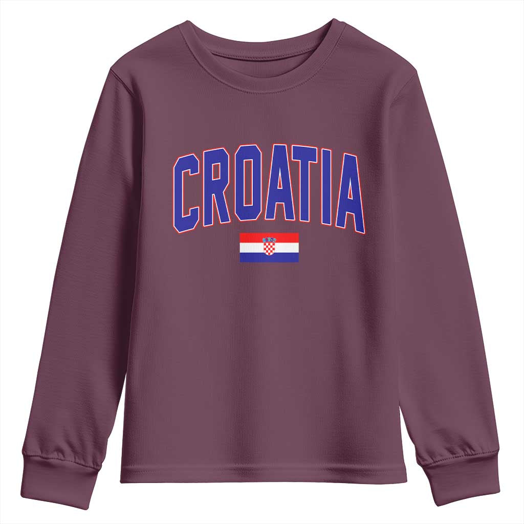 Croatia Flag Youth Sweatshirt Vintage Hrvatska Flag Zagreb Croatian Jersey Retro