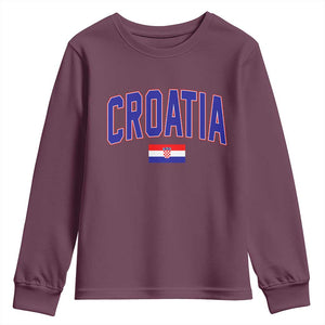Croatia Flag Youth Sweatshirt Vintage Hrvatska Flag Zagreb Croatian Jersey Retro