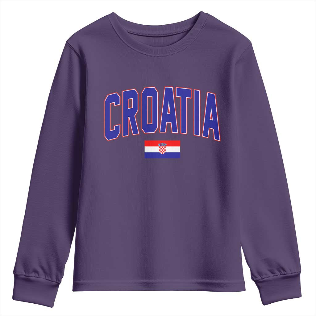 Croatia Flag Youth Sweatshirt Vintage Hrvatska Flag Zagreb Croatian Jersey Retro