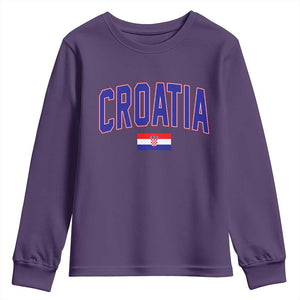 Croatia Flag Youth Sweatshirt Vintage Hrvatska Flag Zagreb Croatian Jersey Retro