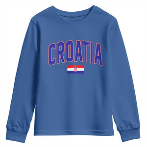 Croatia Flag Youth Sweatshirt Vintage Hrvatska Flag Zagreb Croatian Jersey Retro
