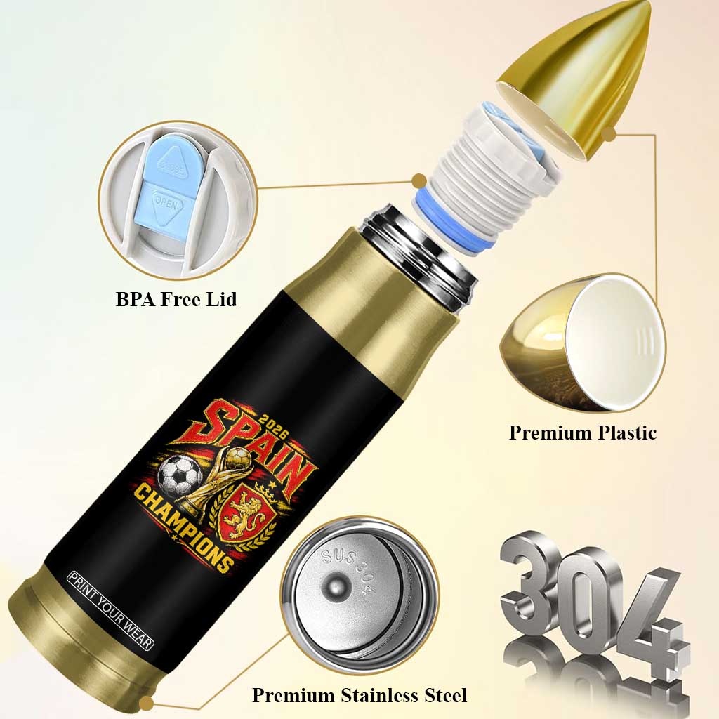Spain Champions 2026 Bullet Tumbler Spanish Soccer Fan Graphic