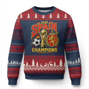 Spain Champions 2026 Ugly Christmas Sweater Spanish Soccer Fan Graphic