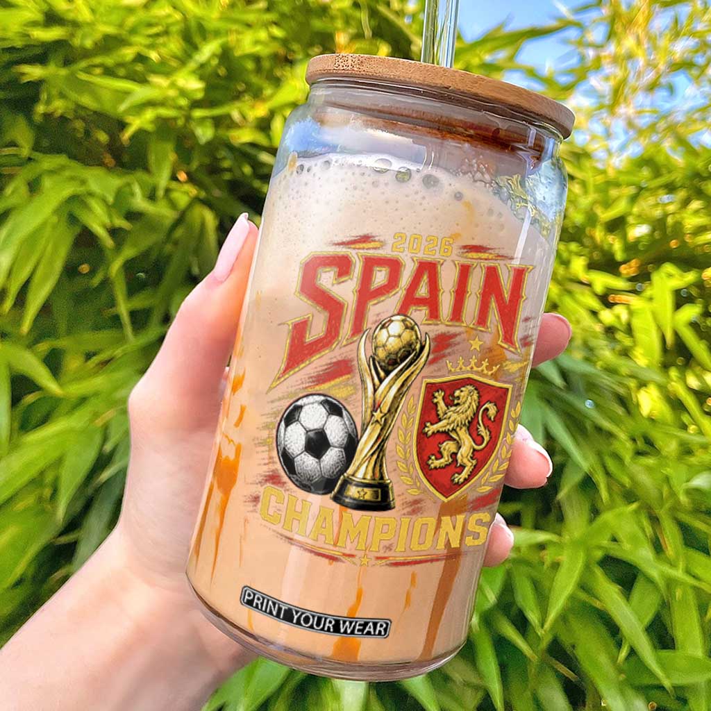 Spain Champions 2026 Glass Can Spanish Soccer Fan Graphic TS10 Black Print Your Wear