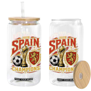 Spain Champions 2026 Glass Can Spanish Soccer Fan Graphic