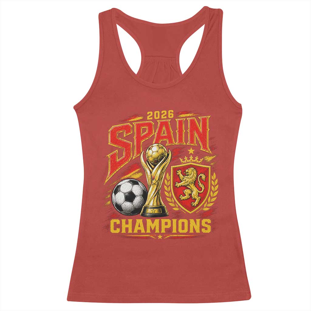 Spain Champions 2026 Racerback Tank Top Spanish Soccer Fan Graphic