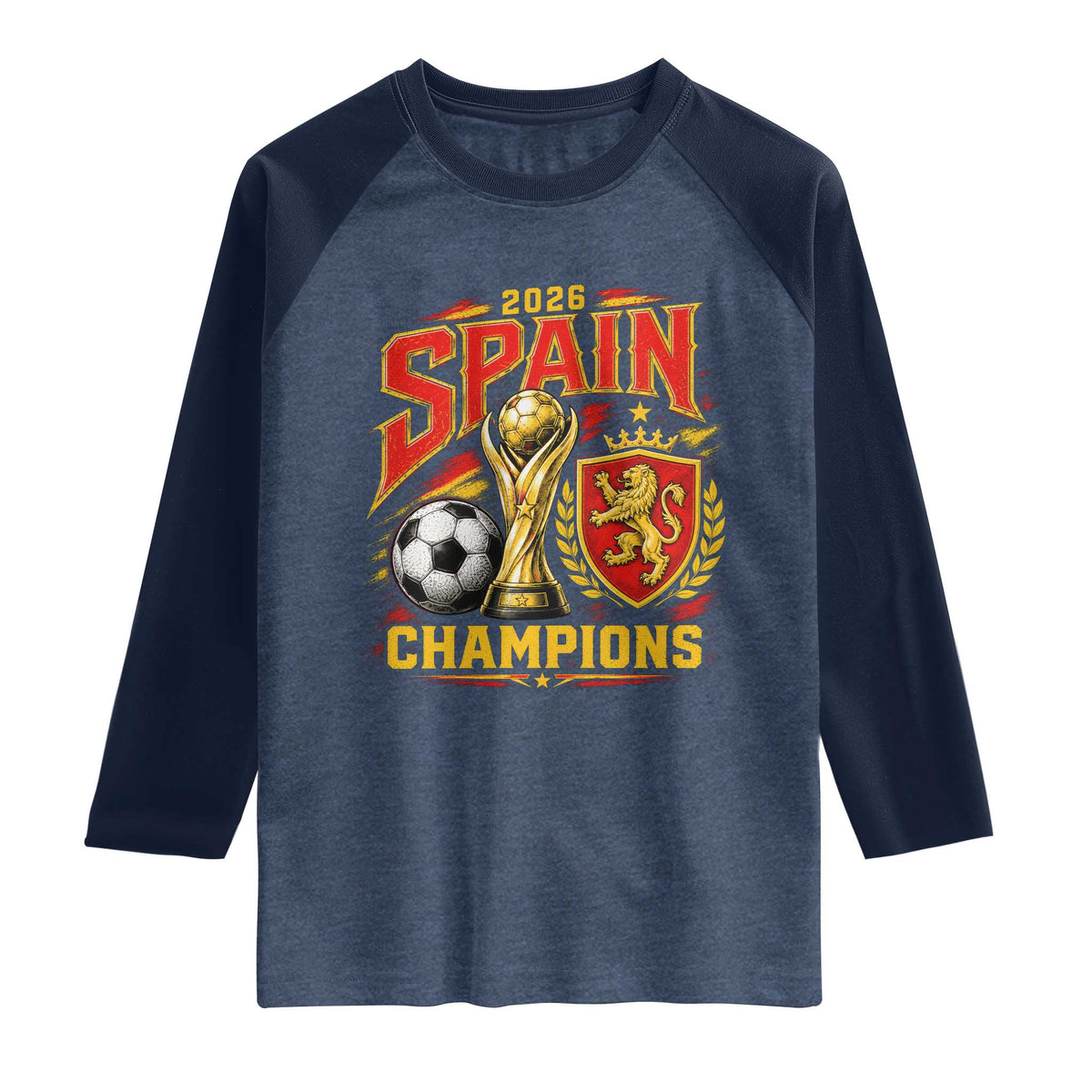 Spain Champions 2026 Raglan Shirt Spanish Soccer Fan Graphic