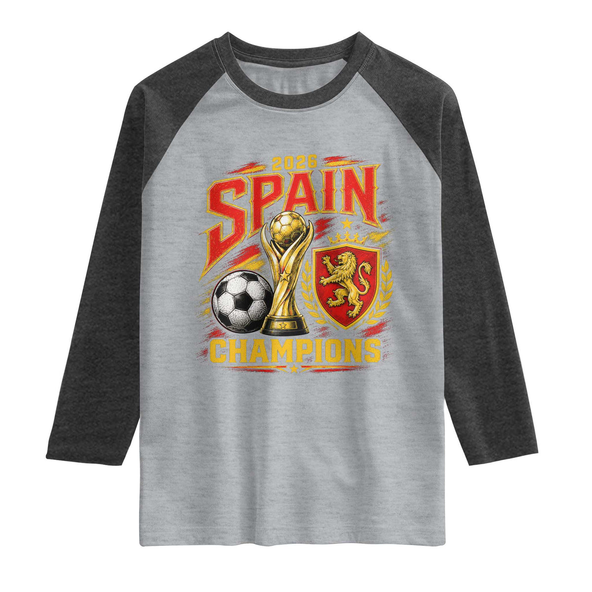 Spain Champions 2026 Raglan Shirt Spanish Soccer Fan Graphic