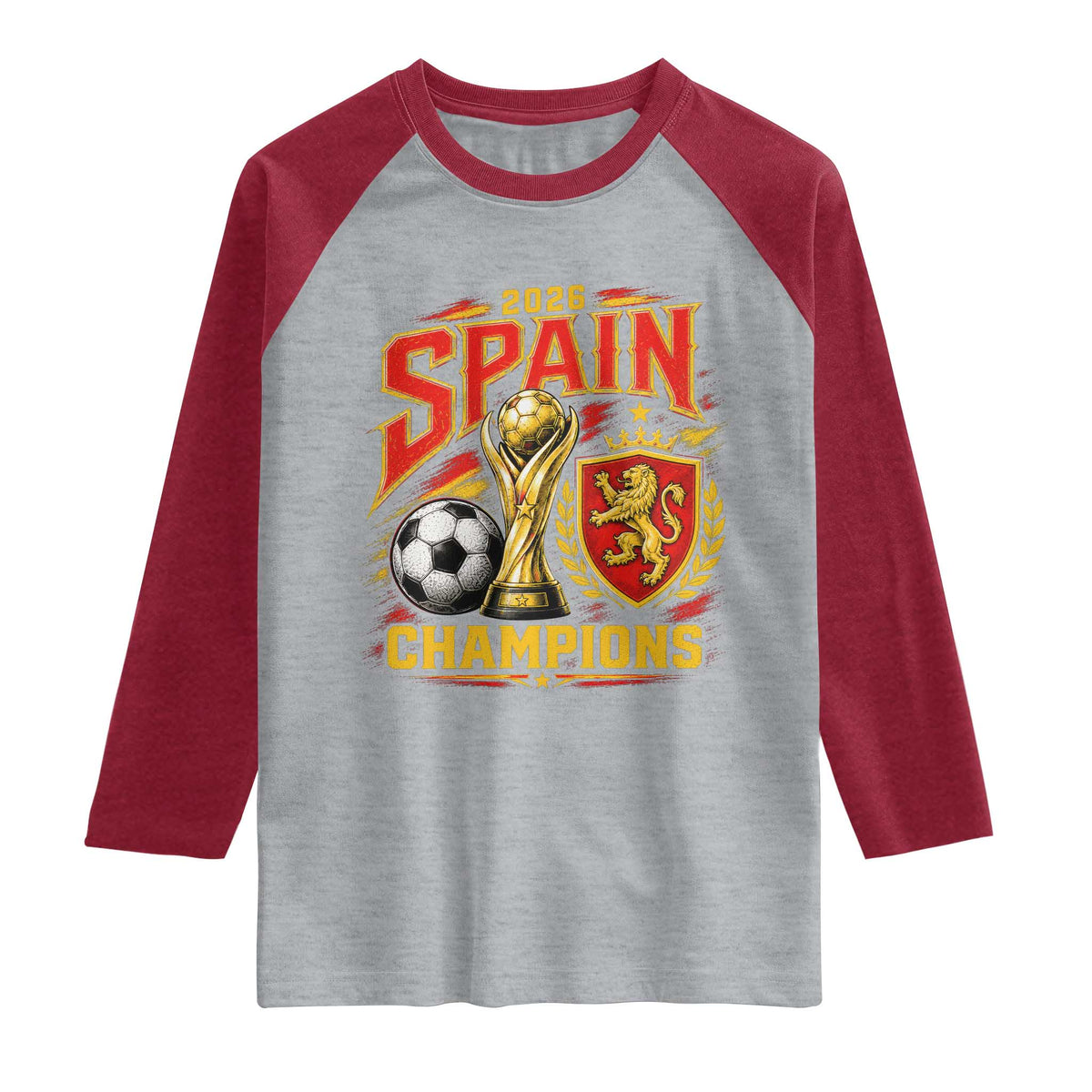 Spain Champions 2026 Raglan Shirt Spanish Soccer Fan Graphic