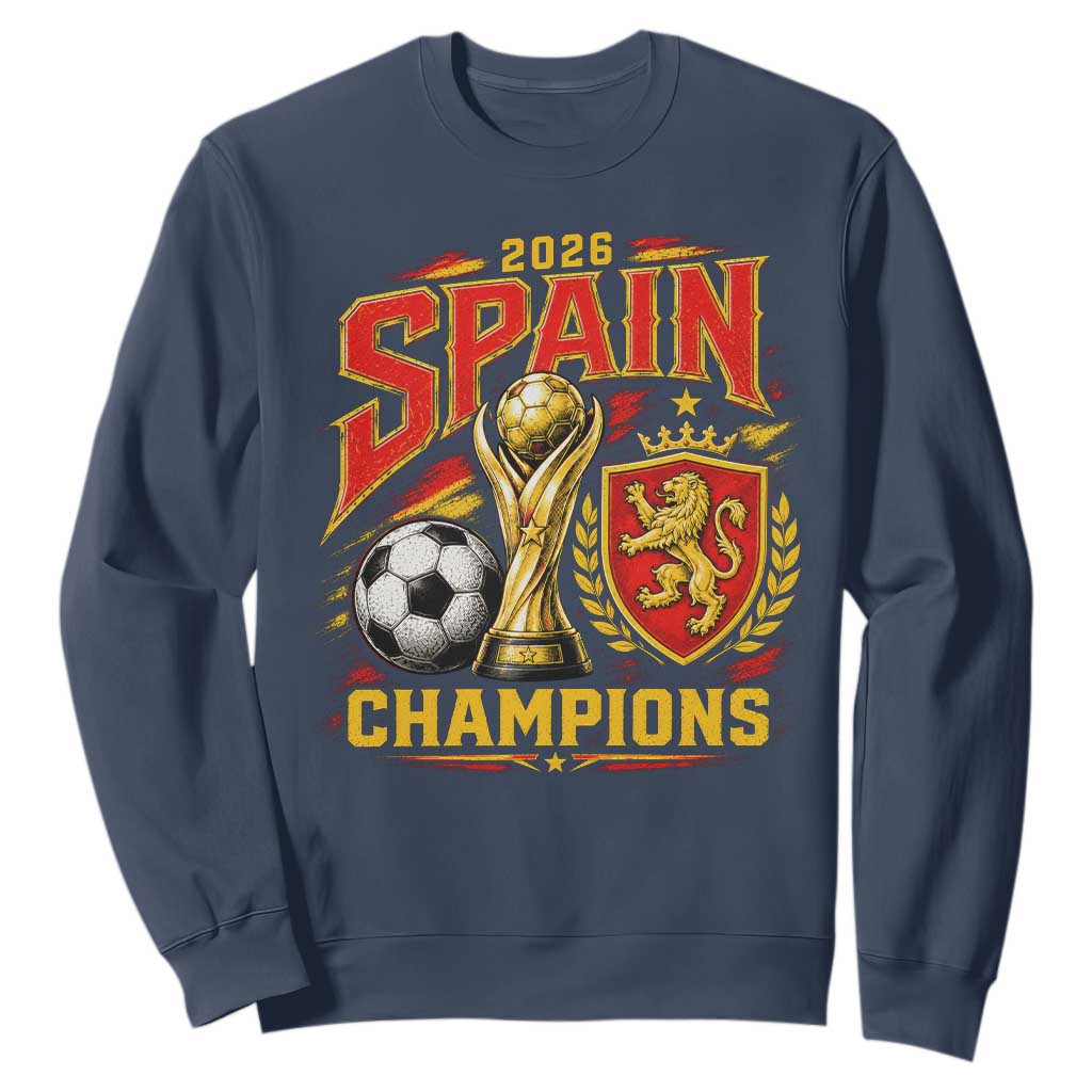 Spain Champions 2026 Sweatshirt Spanish Soccer Fan Graphic