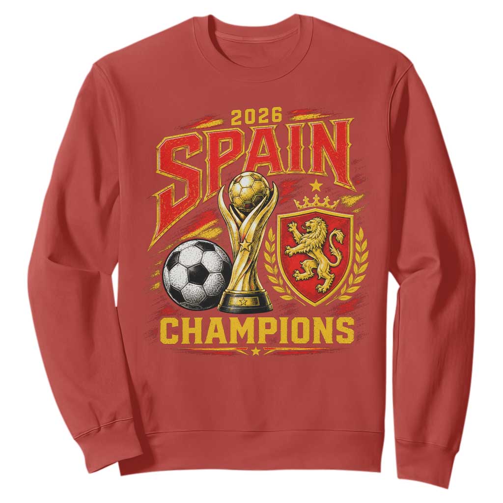 Spain Champions 2026 Sweatshirt Spanish Soccer Fan Graphic
