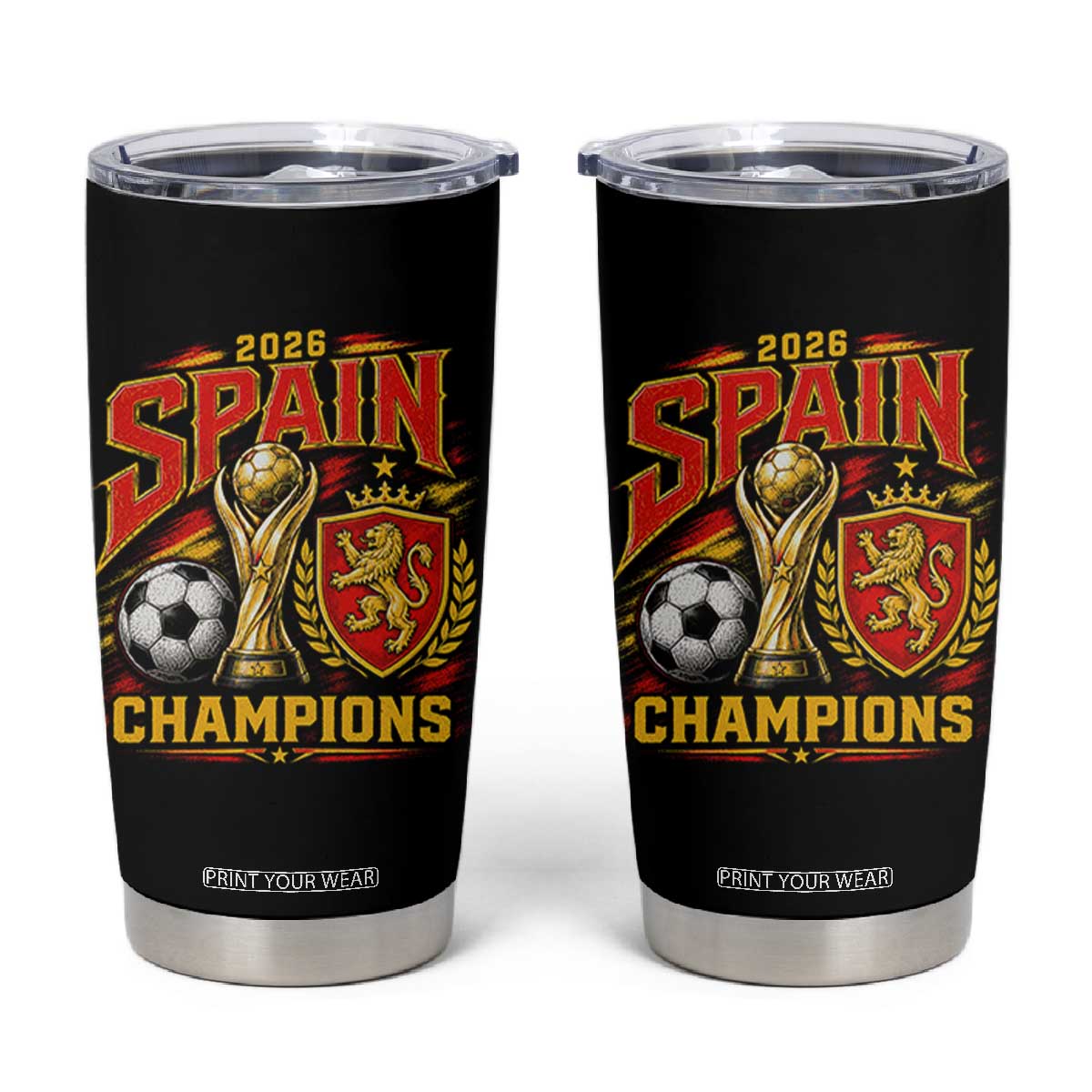 Spain Champions 2026 Tumbler Cup Spanish Soccer Fan Graphic TS10 Black Print Your Wear