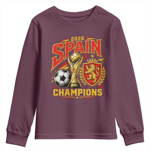 Spain Champions 2026 Youth Sweatshirt Spanish Soccer Fan Graphic