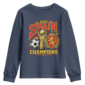Spain Champions 2026 Youth Sweatshirt Spanish Soccer Fan Graphic
